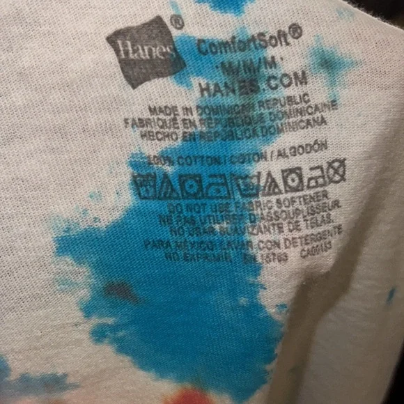 Hanes tie dye white shortsleeve t-shirt 100% Cotton dyed blue & red women’s M​​ - Picture 5 of 5